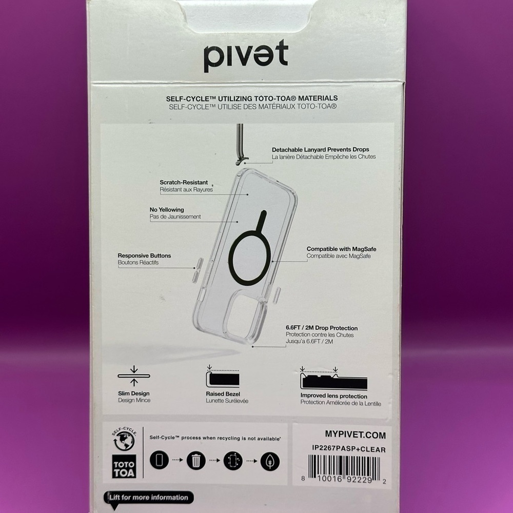 NIB PIVET ASPECT + CLEAR W LANYARD PHONE CASE 14 PRO and 14 PRO MAX - Picture 2 of 5
